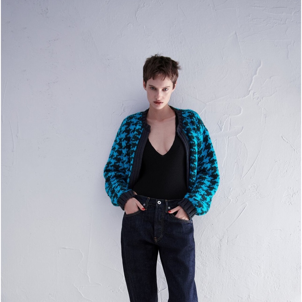 Houndstooth Knit Cardigan